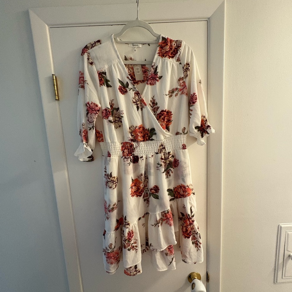 Maurices White and Pink Floral Dress